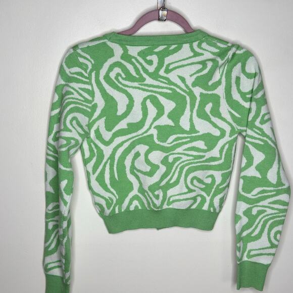 MOTEL ROCKS Odina Cardigan Jagged Swirl Peppermint Cream {3H51} - Picture 5 of 7